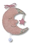 Sanfter Begleiter zum Kuscheln und Träumen: Mond aus kuscheligem Frottee und Singlejersey mit besticktem Gesicht, Mit integriertem Spielwerk, Geeignet für Babys ab der Geburt