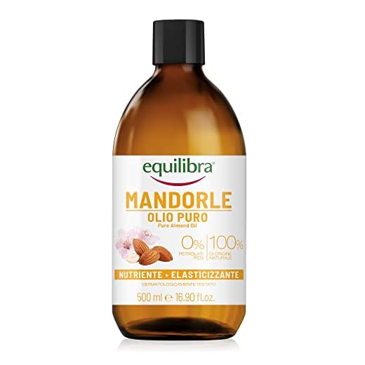 equilibra Corpo, Olio di Mandorle Puro, Olio di Mandorle Dolci, Protettivo, Nutriente ed Elasticizzante, Aiuta a Prevenire le Smagliature in Gravidanza o Durante una Dieta Ipocalorica, 500 ml