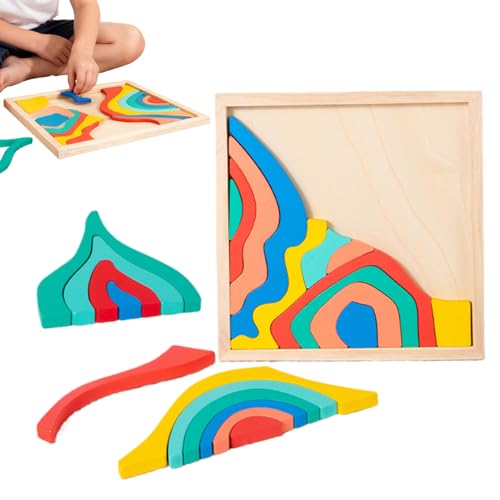 レインボー積み木,木製知育玩具 - 幼児用ネスティングブロック | 子供 女の子 就学前 幼稚園 教室 ホームスクール グループ活動 家族の夜 旅行 誕生日 向け