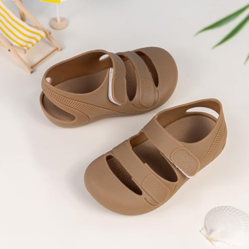 Image of HsdsBebe Little Kids Beach Sandals Toddler Boys Girls Jelly Sandals Closed-Toe With Anti-Slip Rubber Sole Children Summer Outdoor Water Shoes