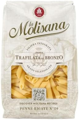 La Molisana, Penne Rigate No. 20, Italian Wheat Pasta - Bronze Drawn, Rough and Tenacious with Excellent Cooking Hold
