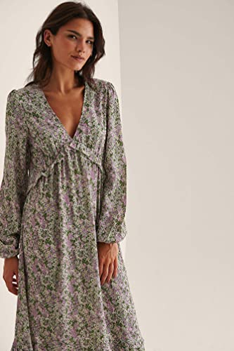 NA-KD Women's Balloon Sleeve Maxi Frill Casual Dress, Pink Flower, 10 UK - Image 3
