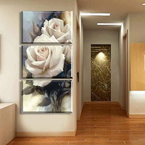 5 Piece HD Multi Panel Canvas Wall Art Frame Kitchen Wall Decor- Pictures for Living Room - Bedroom Decor for Couples-Home Office Decor (40 60 cm, Rose Flowers 3 Piece)