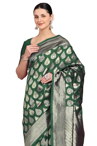 Image of Subham Saree for Woman Silk Cotton Kanjivaram | Soft Daily Wear Golden Zari Sari with Jacquard Blouse Piece