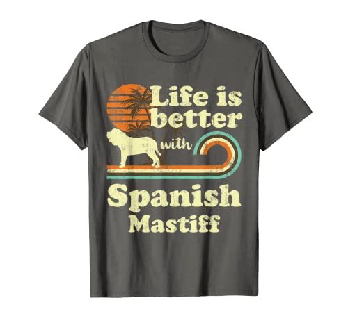 Imagen de Life Better Español Mastín Vintage Perro Mamá Papá Camiseta