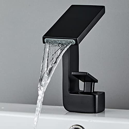 Robinet de vanité cascade anti-éclaboussure mitigeur laiton noir mat