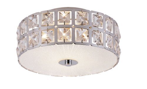 TRANS GLOBE Imports MDN-1107 Contemporary Crystal Two Light Flushmount from Kinetic Collection in Chrome Finish, 11.00 inches