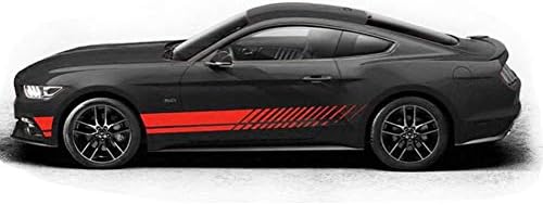 i-VIVIAN Universal Sports Racing Stripe Graphic Stickers and Decals for Truck Auto Car Body Side Door (Red)