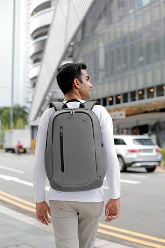 Image of Dell 14-16 EcoLoop Urban Backpack - CP4523G - 20L Capacity, Adjustable Shoulder Carrying Straps, Weather-Resistant, Double Zipper Closure, Padded Sleeve, Air Mesh Padded Back - Gray