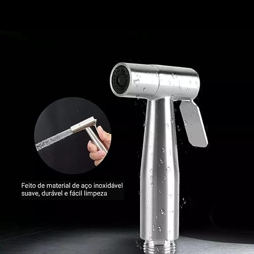 Ducha Higiênica Chuveirinho Completa 2 Saidas de ½ Para Banheiro 1/4 De Volta 100% Metal Aço Inox (P