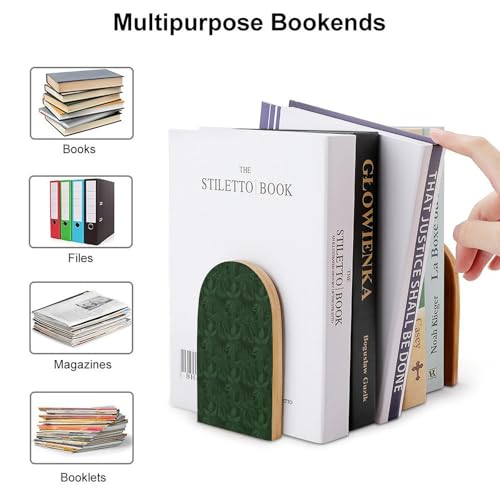 Sujetalibros de madera con patrón floral verde de alta resistencia para despachos 4
