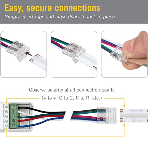 Image of Armacost Lighting 5 Pin COB RGB+W 48 inch Tape to Wire LED Strip Light Connectors, 3 Pack 761821N