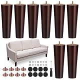TURSTIN 8 Pieces Furniture Legs 8 Inches Round Solid Wood Furniture Feet Couch Legs Sofa Legs Replac