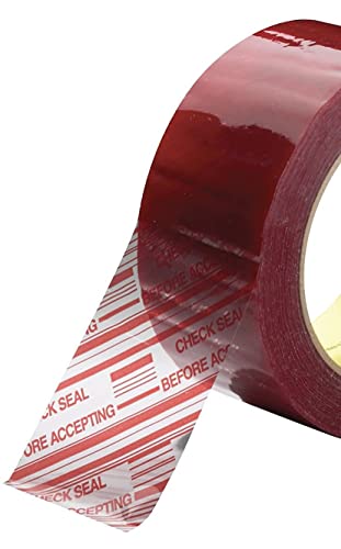 VPTAPE 2 Inch x 110 Yards Pre-Printed Packing Tape,Check Seal Before Accepting, 2.2 Mil Thick, Red/Clear, 36 Pack, for Packaging, Shipping, Moving, Home and Office (36 Pack)