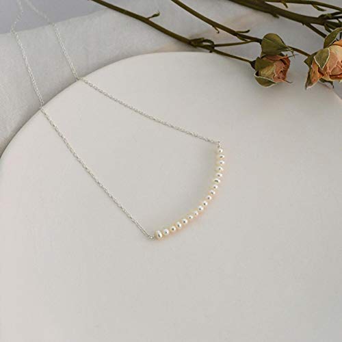 Collier de perles d'eau douce naturelle 925 argent pour femme 45 cm