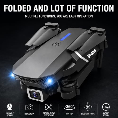 Image of BrUsHlEsS-fOlDaBlE-DrOnE-WiTh-hQ-WiFi-cAmErA-ReMoTe-cOnTrOl-fOr-kIdS-QuAdCoPtEr-wItH-GeStUrE-SeLfIe-fLiPs-bOuNcE-MoDe-aPp-oNe-kEy tAkE-OfF E88 D