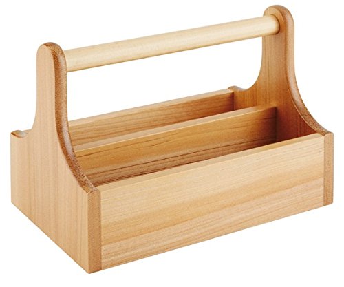 Table Caddy de madera de acacia ffür – Salero & pimentero, por ejemplo para tubos de ketchup Heinz, mostaza de tubos, Pizza de aceite etc./25 x 15 x 18 cm, Sun