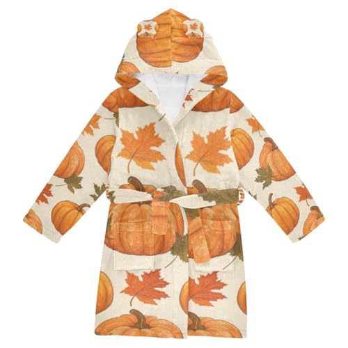 GuoChe Autumn Leaf Halloween Hooded Robe Kids Robes For Girls Size 6-7