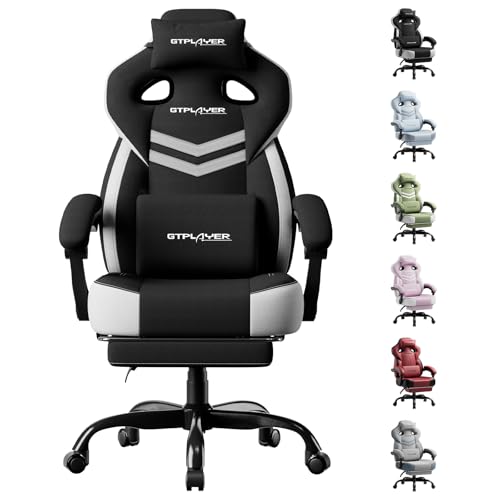 Image of GTPLAYER Gaming Chair for Adults, Ergonomic High Back Chair with Footrest | Big & Tall Computer Video Gaming Chair, Comfort Wide Seat with Lumbar Support for Big /Tall, Office /Home, Black&lightgray