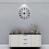 HAITANG Vintage Large Wall Clocks,Silent Non Ticking,Battery Operated,40cm /16" Round, Roman Numerals, Modern Black Metal Clock for Living Room,Bedroom,Kitchen,Office Wall Decor - Image 9