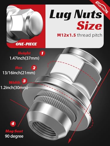 Image of OTUAYAUTO M12x1.5 OEM Lug Nuts - Replacement for 1995-2024 Toyota Avalon, 2016-2024 C-HR, 1983-2024 Camry, 2003-2024 Corolla, 1994-2024 RAV4, 1998-2024 Sienna, 20PCS Chrome OEM Factory Style Lug Nut