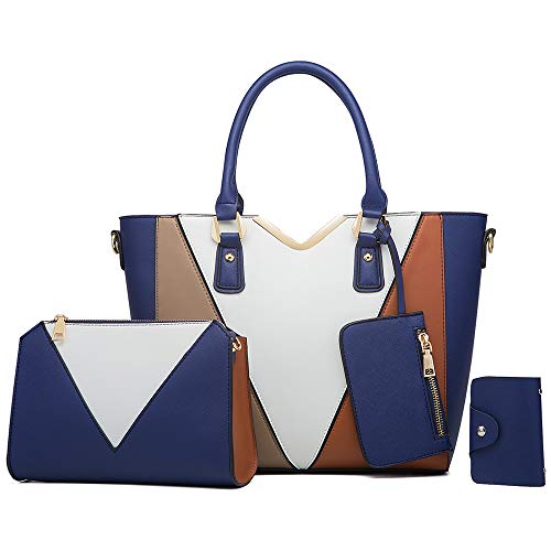 Everfunny Purses and Handbags for Women Fashion Ladies Pu Leather Women's Top-handle Handbags Shoulder Bag 4pcs Purse Set