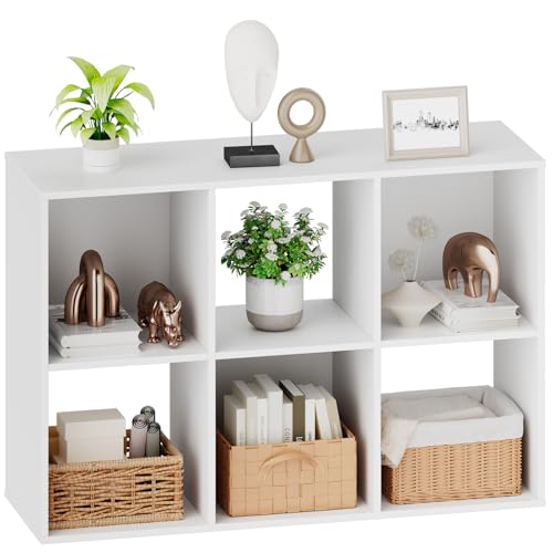 Sweetcrispy 6 Cube Storage Organizer - Open Cube Bookshelf with 3 Removable Back Panels, Display Storage Bookcase for Living Room, Bedroom, Entrance Hall, Home Office,36