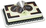 DecoSet Shake It Up Cake Topper, 4 Piece Martini Cocktail Themed Cake Decoration, Glass Figurine and Three Coasters, Ready to Use Food Safe