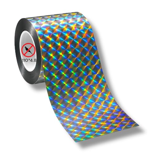 Cinta Repelente de Aves 110m x 4.8cm Reflectante, Espantapájaros Exterior para Ahuyentar Palomas y Pájaros – Ahuyentador de Aves para Huertos, Balcones y Jardines,Protección Ecológica y Segura