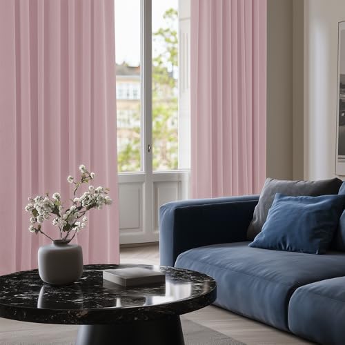 Image of Deconovo Lavender Pink Blackout Curtains for Kitchen Grommet Top Short Curtain Panels Window Treatments 52x45 Inch 2 Panels