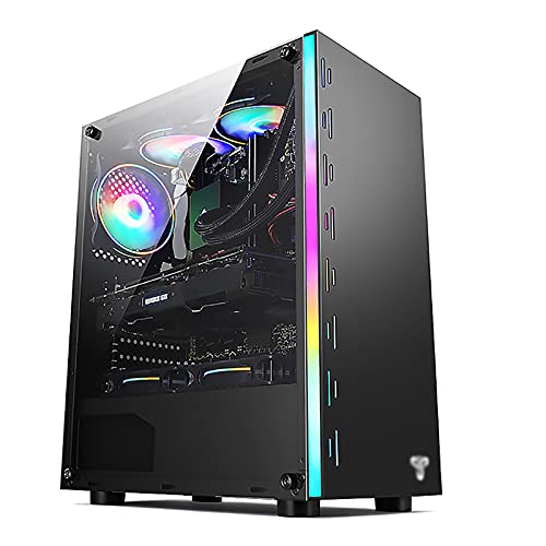 Caja De Juegos ATX - Micro ATX PC Funda/ATX Caja De La Computadora - Torre Media - Vidrio Acrílico - Ventilador Y Agua De Enfriamiento (Color : Black)