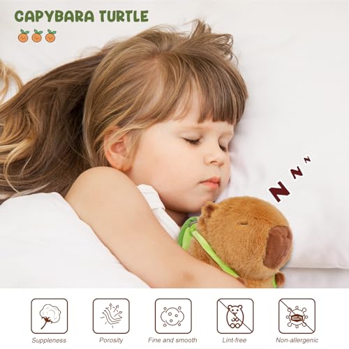 Poptrend Niedliche Capybara Kuscheltier Plüschtier mit Schildkrötenrucksack für Home Deko und Kinder