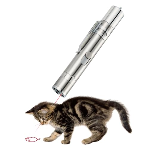 EASERIA Puntero interactivo de juguete para gatos, puntero LED rojo para entrenamiento de gatos, 5 patrones y función 7 en 1, recargable por USB