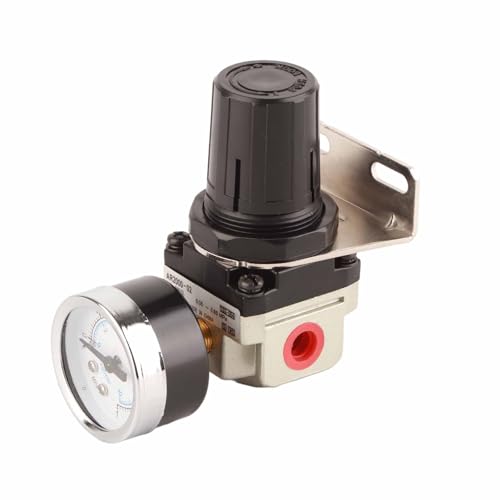 Cocoarm Régulateur de Pression d'air Valve de Pression en Alliage d'aluminium avec Jauge 0,05 à 0,8 MPa Affichage du Noyau en Cuivre Joint Résistant aux Fuites pour le Contrôle Pneumatique du (1/4