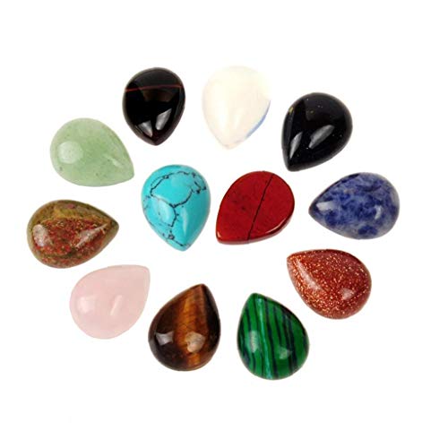 lulongyansf Natural Stone Water Drop Shape Agate Stone Multi Function DIY Ring Accessory Creative Handmade Mix color DIY Jewelry Supplies 10pcs 15cm