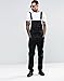 YSTHPED Men's White Denim Suspenders Overalls-White-Small