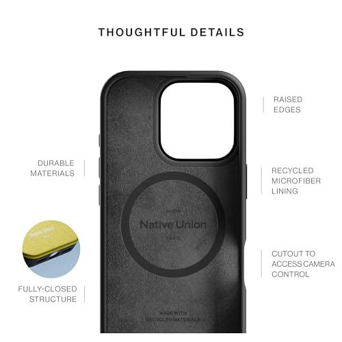 Image of Native Union Active Case - MagSafe Compatible with Built-in Magnets - Rugged Design - Recycled Materials - Ultra-Durable Drop Protection up to 10ft / 3m for iPhone 16 Pro (Black)