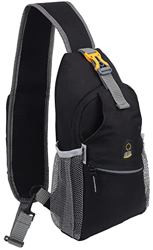 Wooum Crossbody Sling Bag – Durable Shoulder Bag with Adjustable Strap One Side Bag for Commuting Travel Outdoor Activities Cycling – Sling Bag Travel Hiking Chest Bag Daypack – Colour Black-Grey – (Pack of 1 Bag) – Unisex Cross Body Backpack for Travel, College, Tuition