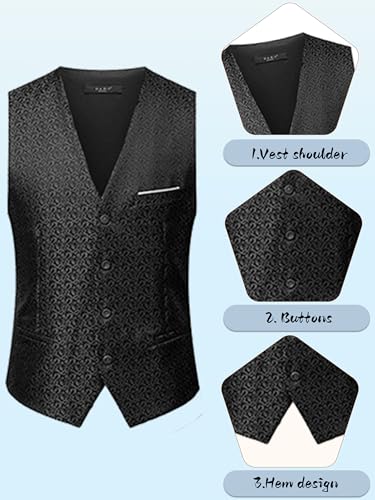 Men's 3 Piece Patterned Suit Set with Shawl Lapel One Button Tuxedo for Weddings and Galas4