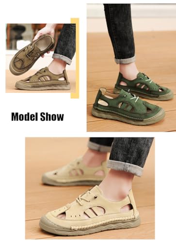 Men's Leather CutOut Elastic Platform Walking Sandals With Arch Support Casual Closed Round Toe Non Slip Thick Cushion Comfortable Slip On Outdoor Sandals For Summer Beach2