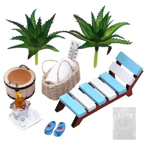 ZHIYUQL® 14 Stück Miniatur Deko Sauna Zubehör Set, Wellness...