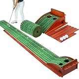 Putting Green Indoor Outdoor Golf Putting Mat with Automatic Ball Return, 9.84FT Golf Practice Mat with 3 Golf Ball, Putter Ball Golf Game Gifts for Home, Office, or Backyard