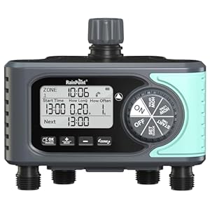 RAINPOINT Sprinkler Timer, 4 Outlets Hose Timers, 4 Zone Water Timer for Watering with Rain Delay/Manual/Automatic Timed Irrigation Controller System for Lawn