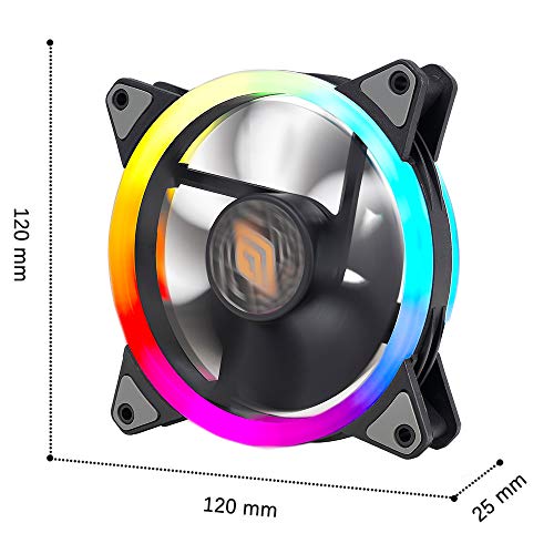 Noua Lips Black 3 Ventole PWM 16 LED Dual Halo RGB Rainbow Addressable 5V 3pin Cooling Fan 120 mm 6-Pin 1200rpm Compatibile ASUS Aura SYNC Gigabyte RGB Fusion MSI Mystic Light SYNC AsRock Polychrome
