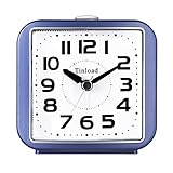 Tinload Small Battery Operated Analog Travel Alarm Clock Silent No Ticking, Lighted on Demand and Sn