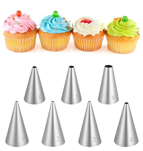 Round Piping Tips, 7 Pcs Small Piping Tips Stainless Steel