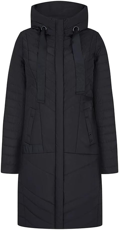 Long Thin Down Jacket Women's Pocket Hoodie Space Cotton