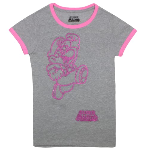 Nintendo Super Mario Princess Peach Girls 2-Piece Set, Casual Graphic Print Short Sleeve T-Shirt Outfit Bundle for Kids4