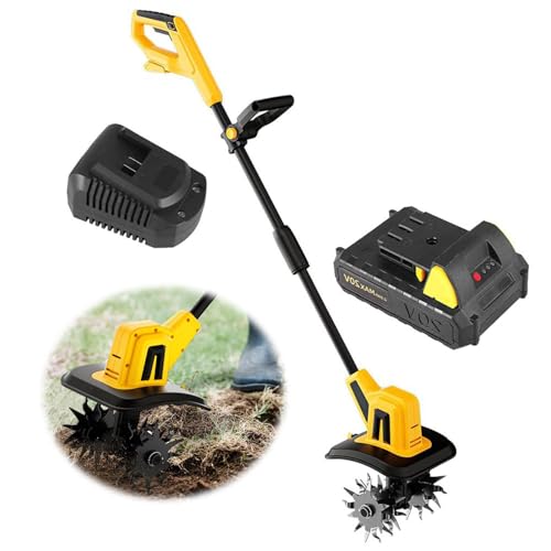 Cultivador De JardíN InaláMbrico De 270 Rpm, Cultivador De Suelo Rotativo EléCtrico + BateríA De 2000 Mah, Ancho De Trabajo De 22 Cm + Profundidad De Labranza De 16 Cm