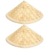 GLEAVI Woven Straw Hat 2Pcs Set Kids Classroom Art Craft Decor Lightweight Bamboo Hat for Kindergarten Painting and Home Decoration 8.07X8.07X3.54In